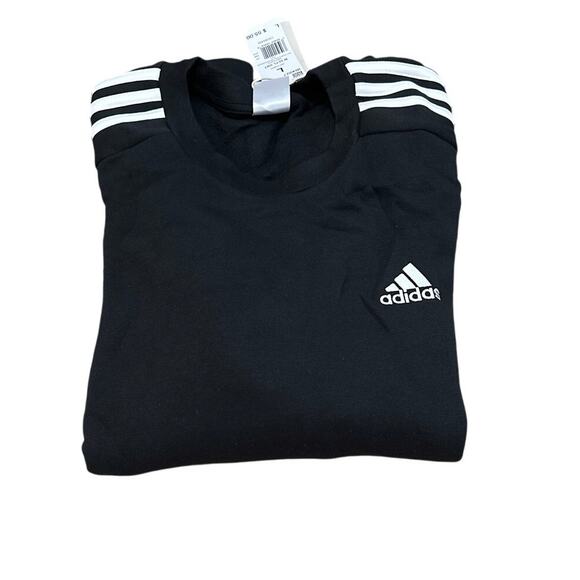 adidas Essentials Fleece 3-Stripes Sweatshirt 'Black' IB4027 Mens Size Large New - Picture 1 of 4